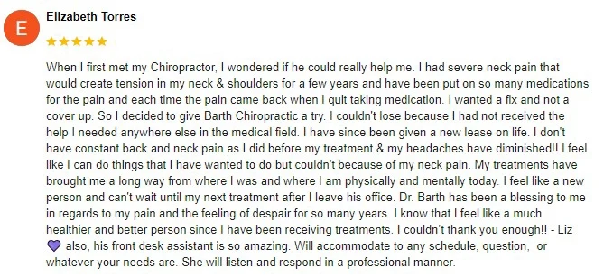 Chiropractic Sioux City IA Elizabeth Testimonial